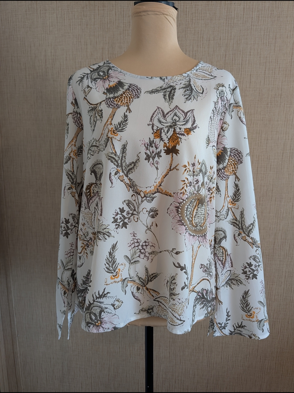 Kenar White Blouse with Yellow and Pink Floral Print